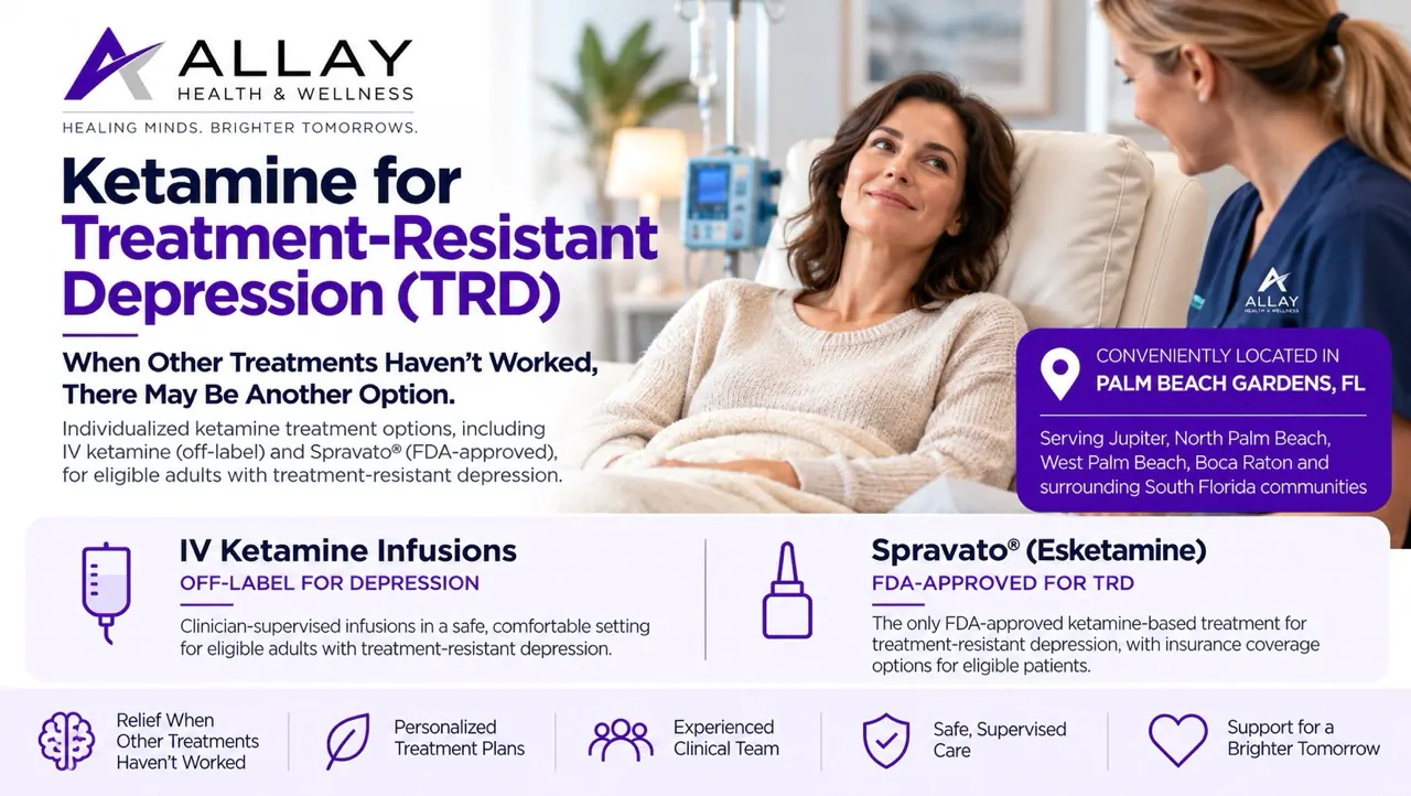 Patient receiving Ketamine Therapy for Treatment Resistant Depression at Allay Health & Wellness in Palm Beach Gardens