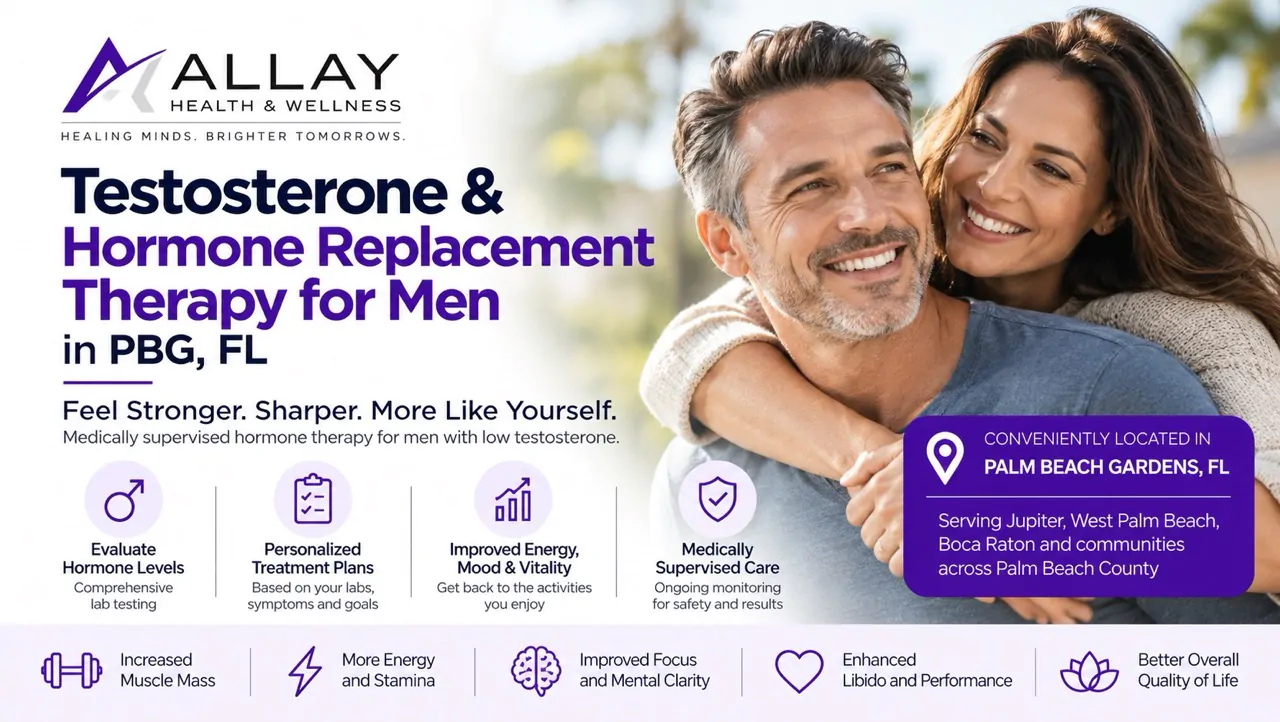 A happy wife with his men after receiving HRT for men in Palm Beach Gardens